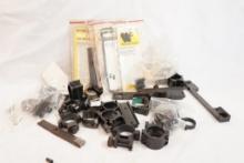 Box of miscellaneous rings and bases, includes new in pkg Weaver bases