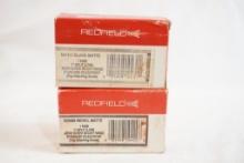 Two sets of Redfield 1" split low scope rings, one matte black and one matte nickel