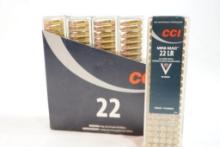 Five boxes of CCI Mini-mag 22 LR 40 gr, 500 count total