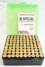 Plastic ammo box with Winchester 38 Special 130 gr FMJ, 100 count
