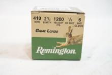 One box of Remington game loads 410 gauge 2 1/2" #6 shot, 20 count