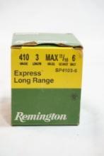 One box of Remington Express long range 410 gauge 3" #6 shot, 25 count