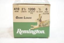 One box of Remington game loads 410 gauge 2 1/2" #6 shot, 20 count