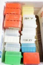 Fifteen plastic handgun ammo boxes