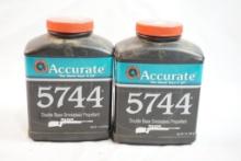 Two new unopened containers of Accurate 5744 smokeless powder, will not ship local pickup only