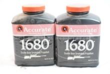 Two new unopened containers of Accurate 1680 smokeless powder, will not ship local pickup only