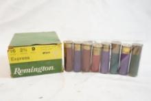 One box of Remington 16 gauge #9 shot and one bag of mixed 16 ga, 33 count total