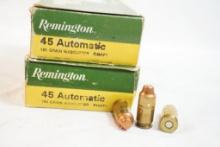 Two boxes of Remington 45 Auto 185 gr wadcutter, 100 count total