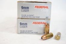 Two boxes of Federal 9MM Luger 115gr JHP, 100 count total