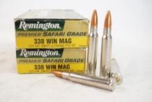 One full and one partial box of Remington Safari grade 338 Win Mag 225 gr, 29 count total