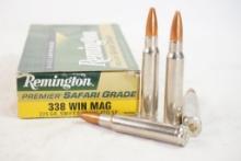 One box of Remington Safari grade 338 Win Mag 225 gr, 20 count