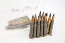 Bag of 8X57 FMJ on stripper clips , 22 count