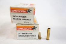 Two boxes of Winchester 357 Rem maximum unprimed brass, 100 count
