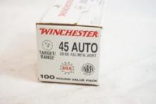 Winchester 45 Auto 230 gr FMJ, 100 count