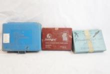 Targa pistol box, Jennings pistol box and dillon die box, all empty