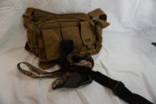Pistol/ammo carry bag, nylon rifle sling and a belt