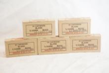 Five boxes of Lake City Ammunition Plant 5.56 MM Blanks, 100 count total