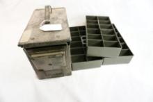 Green metal ammo box.