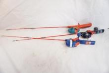 Three kids fishing rods and reels. Used.