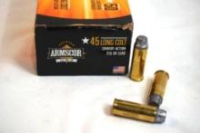 One partial box of Armscor 45 LC 255 gr lead cowboy. Count 20.