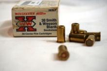 One box of Winchester 38 S&W blanks. Approx count 50.