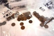 Bag containing 131 Wheat pennies from 1909-1940 complete list in pictures
