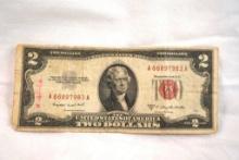 One 1953 $2 bill in circulated condition