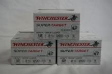 Three boxes of Winchester Super Target 12 ga #8 shot. Count 75.