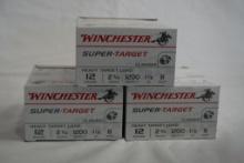 Three boxes of Winchester Super Target 12 ga #8 shot. Count 75.