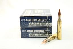Two boxes of Fiocchi 30-06 150 gr FMJBT. Count 40.