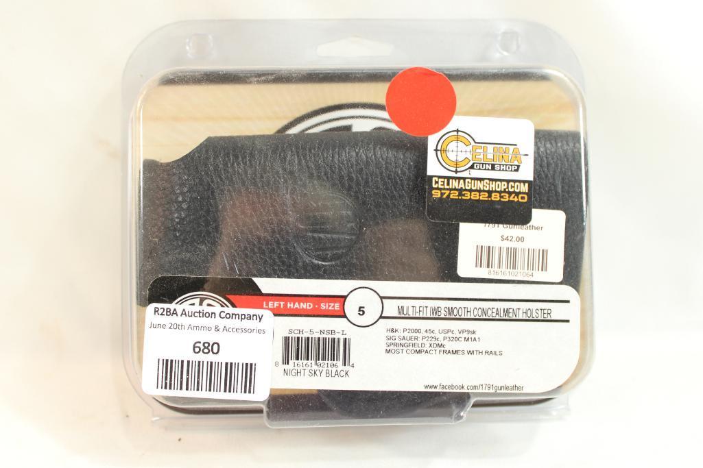 1791 left hand size 5 multi-fit IWB smooth concealment holster fits most compact frames with rails.