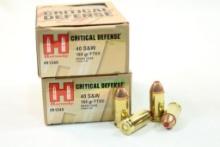 Two boxes of Hornady 40 S&W Defense 165 gr FTX. Count 40.