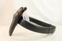 Black leather basket weave belt and holster