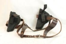 Leather shoulder harness with two nylon holsters