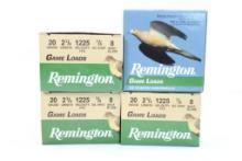 Four boxes of Remington 20 ga Game #8 shot . Count 100.