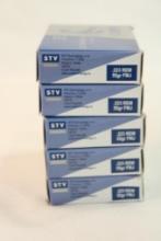 Five boxes of Scorpio 223 Rem 55 gr FMJ. Count 100.