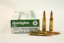 One box of Remington 223 Rem 55 gr FMJ. Count 20.
