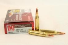 One box of Hornady Superformance Varmint 243 Win 75 gr V-Max. Count 20.
