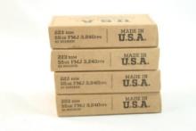 Four boxes of USA 223 Rem 55 gr FMJ. Count 80.