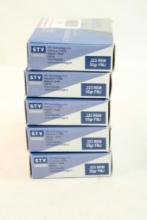Five boxes of Scorpio 223 Rem 55 gr FMJ. Count 100.