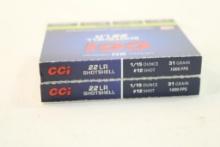 Two boxes of CCI 22 LR shotshells #12 shot. Count 40.