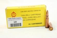 One box of Norinco 7.62x39mm FMJ. Count 20.
