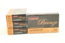 Four boxes of Bronze 223 Rem 55 gr FMJ BT. Count 80.