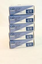 Five boxes of Scorpio 223 Rem 55 gr FMJ. Count 100.