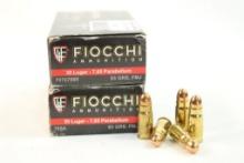 Two boxes of Fiocchi 30 Luger 93 gr FMJ. Count 100.