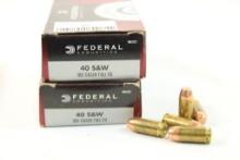 Two boxes of Federal 40 S&W 180gr FMJ FN. Count 100.