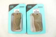 Two Gradus rubber reduced angle pistol grips for AR-15. In packages.