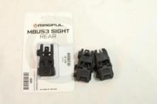 Three flip-up rail mount open sights.
