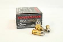 One box of Winchester SilverTip 40 S&W 155 gr Defense JHP. Count 20.