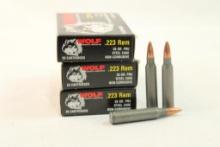 Three boxes of Wolf 223 Rem 55 gr FMJ. Count 60.